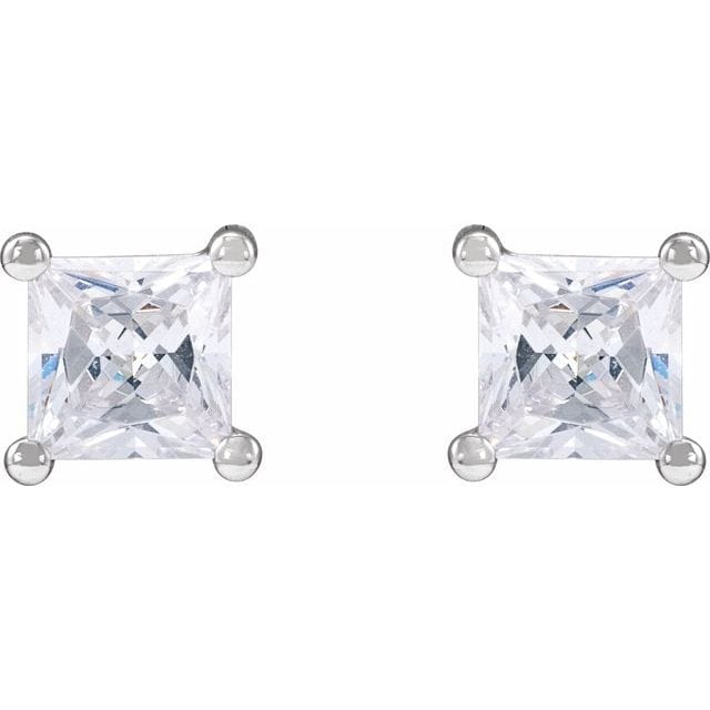 saveongems 14K Lab-Grown Square Diamond 4-Prong Earrings