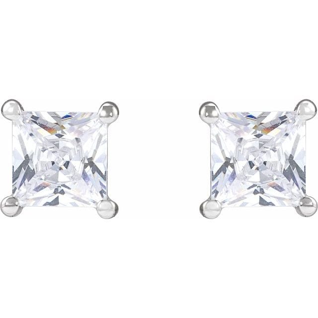 saveongems 14K Lab-Grown Square Diamond 4-Prong Earrings