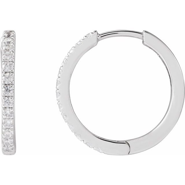 saveongems Jewelry 1/3 ctw::16.37mm / SI G-H / 14K White Diamond Hoop Earrings