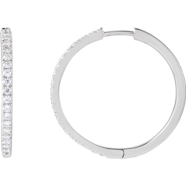saveongems Jewelry 1/2ctw::22.9mm / SI G-H / 14K White Diamond Hoop Earrings