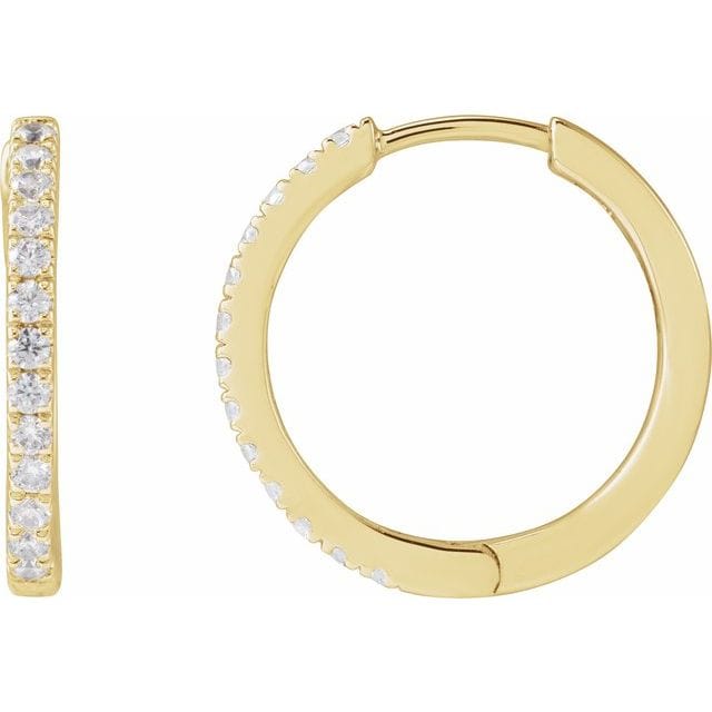saveongems Jewelry 1/3 ctw::16.37mm / SI G-H / 14K Yellow Diamond Hoop Earrings