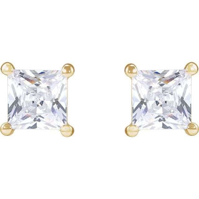 saveongems 14K Lab-Grown Square Diamond 4-Prong Earrings