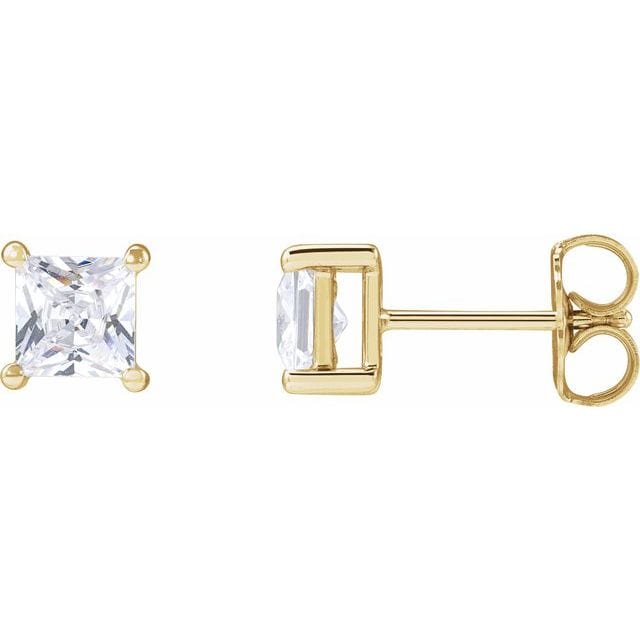 saveongems 4.5mm / SI / 14K Yellow Lab-Grown Square Diamond 4-Prong Earrings 14K Lab-Grown Square Diamond 4-Prong Earrings