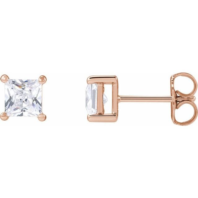 saveongems 4.5mm / SI / 14K Rose Lab-Grown Square Diamond 4-Prong Earrings 14K Lab-Grown Square Diamond 4-Prong Earrings