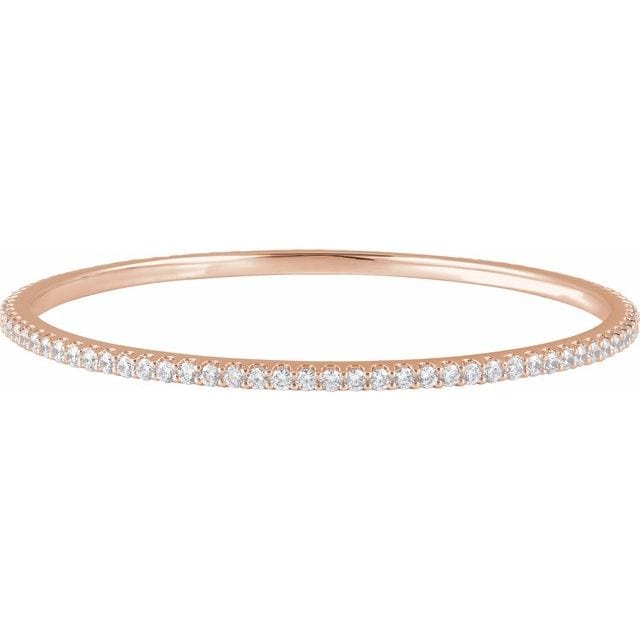 saveongems 14K Natural Diamond Stackable Bangle 8" Bracelet