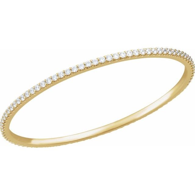 saveongems 2.2mm :: 4 CTW / I1 H+ / 14K Yellow 14K Natural Diamond Stackable Bangle 8" Bracelet