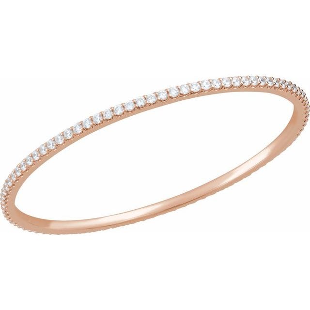 saveongems 2.2mm :: 4 CTW / I1 H+ / 14K Rose 14K Natural Diamond Stackable Bangle 8" Bracelet