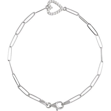 saveongems Jewelry 13.44 x 9.41 mm::1/8 CTW / 14K White 14K 1/8 CTW Natural Diamond Heart 7" Bracelet