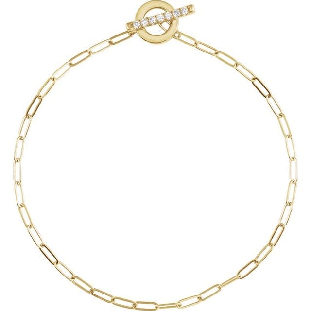 saveongems Jewelry 1.5mm::1/10 CTW / I1 G-H / 14K Yellow 14K 1/10 CTW Natural Diamond Toggle 7" Bracelet
