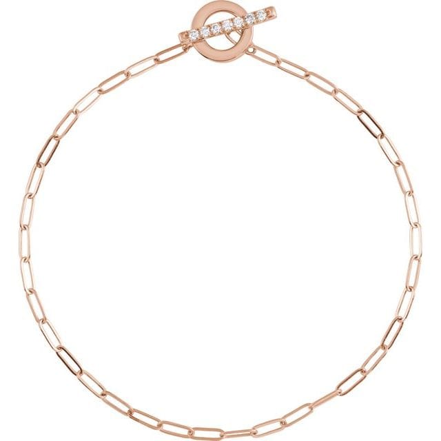 saveongems Jewelry 1.5mm::1/10 CTW / I1 G-H / 14K Rose 14K 1/10 CTW Natural Diamond Toggle 7" Bracelet