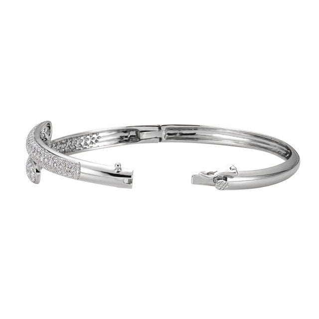 saveongems Jewelry 1.7mm::3 CTW / I1 G-H 14K White 3 CTW Natural Diamond Bangle 6 1/2" Bracelet