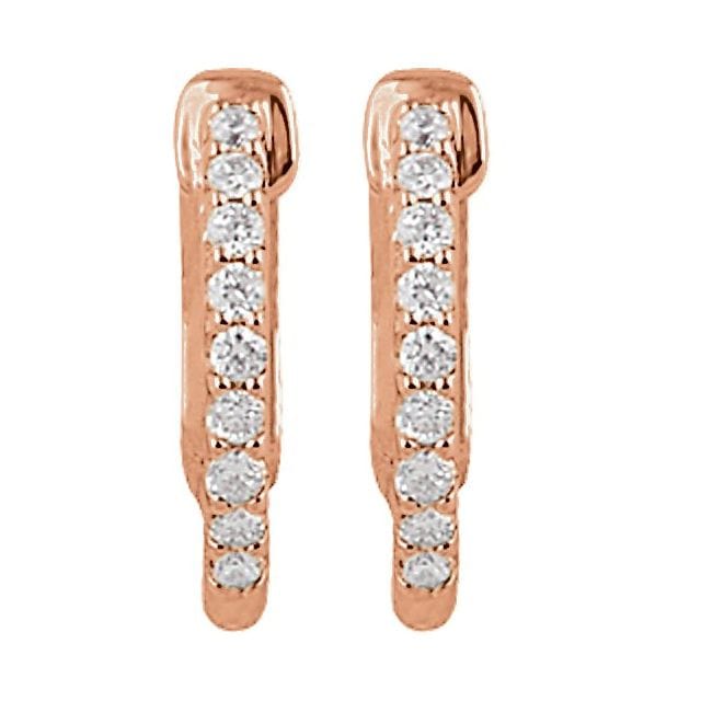 saveongems 14K Natural Diamond Inside-Outside Hinged Hoop Earrings Sizes1/4-6 1/4 CTW