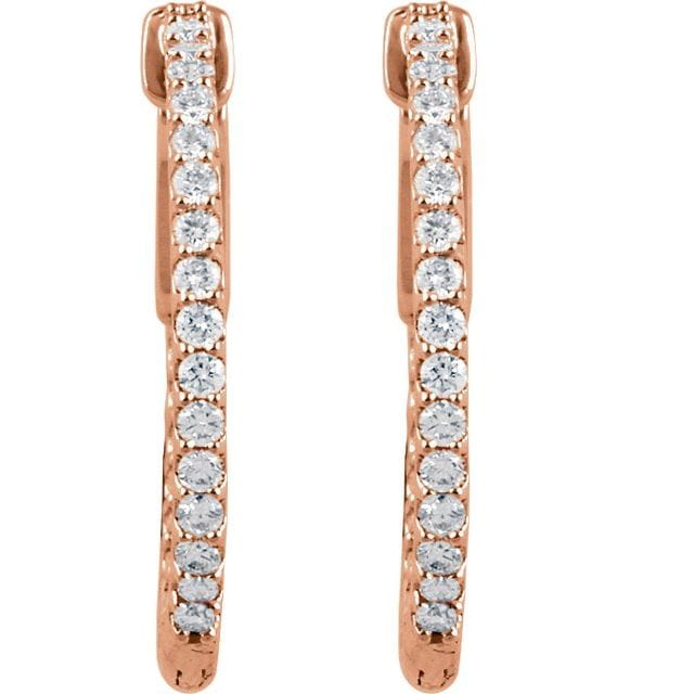 saveongems 14K Natural Diamond Inside-Outside Hinged Hoop Earrings Sizes1/4-6 1/4 CTW