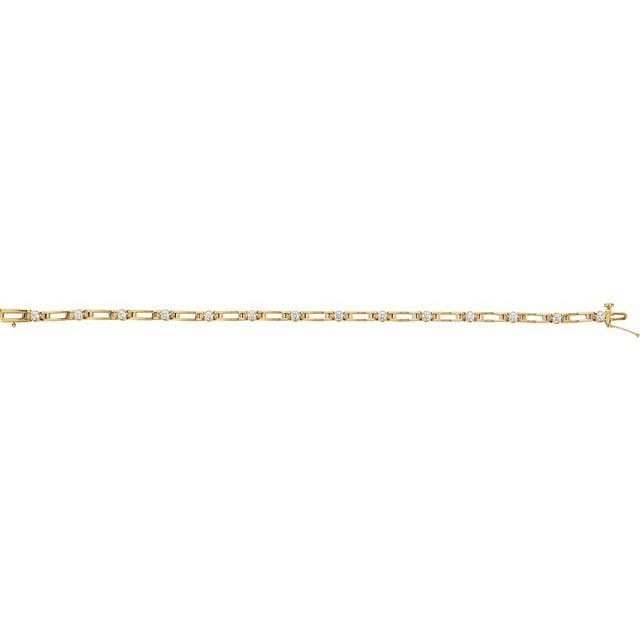 saveongems Jewelry 2.4mm::3/4 CTW / SI1 G-H / 14K Yellow 14K Natural Diamond Line 7 1/4" Bracelet