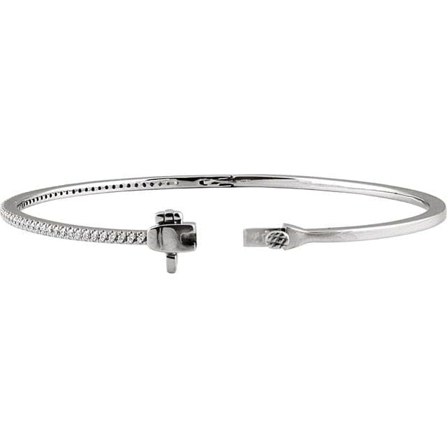 saveongems 14K Natural Diamond Pavé 7" Bangle Bracelet