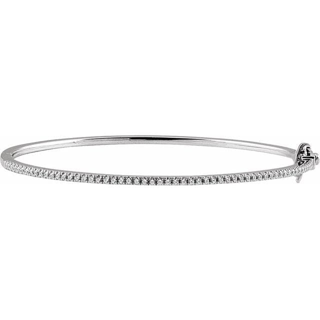 saveongems 1.3 mm:: 1/2 CTW / I1 H+ / 14K White 14K Natural Diamond Pavé 7" Bangle Bracelet