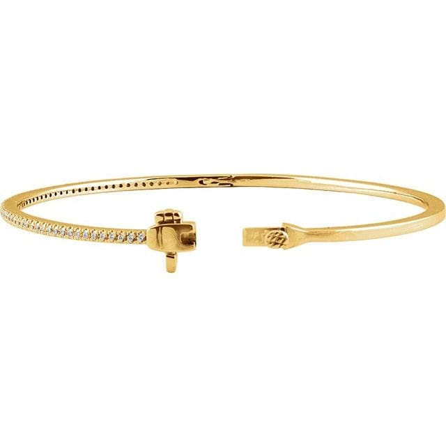 saveongems 14K Natural Diamond Pavé 7" Bangle Bracelet