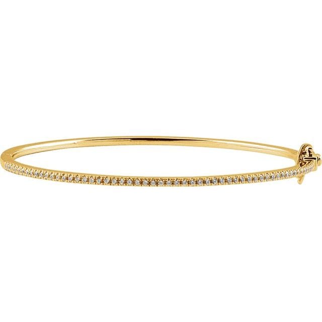 saveongems 1.3 mm:: 1/2 CTW / I1 H+ / 14K Yellow 14K Natural Diamond Pavé 7" Bangle Bracelet