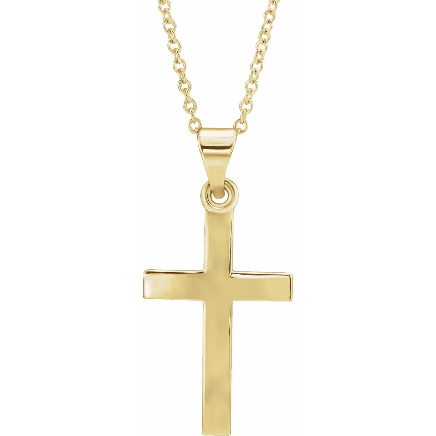 Save On Diamonds 14.5 x 9.7 mm / 14K Yellow Gold Gold Cross Necklace 18" (Unisex)
