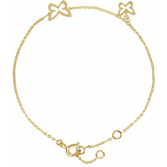 saveongems Jewelry 5.2mm::0.58 DWT (0.90 grams) 14K Yellow Butterfly Adjustable 5-7" Bracelet