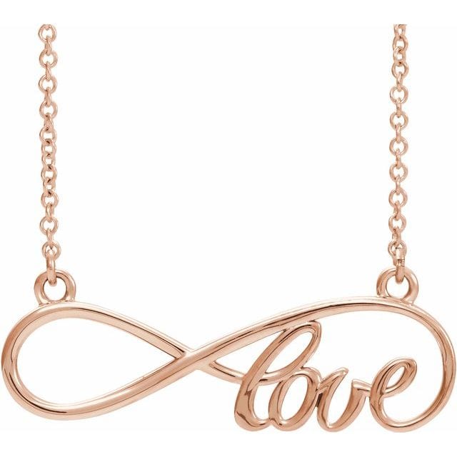 saveongems Jewelry 27.5 x 8.4 mm / 17 Inch / 14K Rose Infinity-Inspired Love Necklace