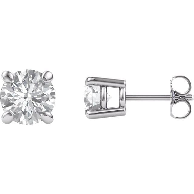 saveongems Jewelry 6mm / 14K White 14K Round Forever One Moissanite Earrings