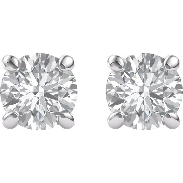 saveongems Jewelry 14K Round Forever One Moissanite Earrings