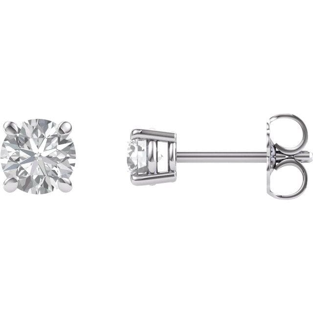 saveongems Jewelry 4mm / 14K White 14K Round Forever One Moissanite Earrings