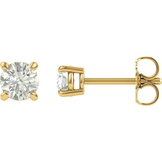 saveongems Jewelry 4mm / 14K Yellow 14K Round Forever One Moissanite Earrings