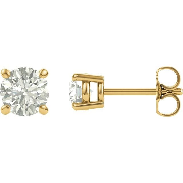 saveongems Jewelry 7.5mm / 14K Yellow 14K Round Forever One Moissanite Earrings