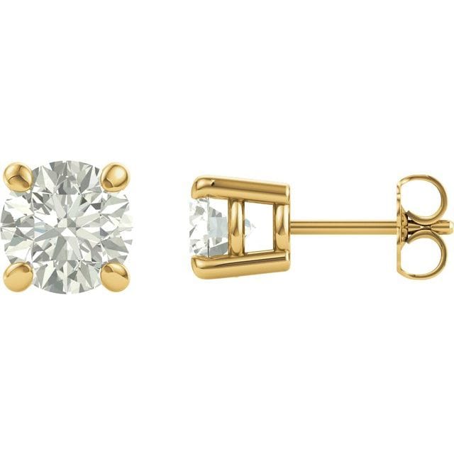 saveongems Jewelry 6.5mm / 14K Yellow 14K Round Forever One Moissanite Earrings