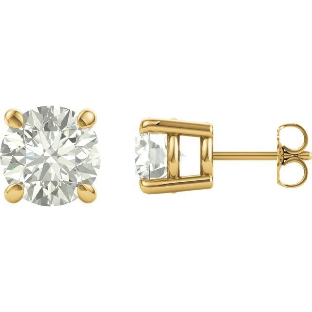 saveongems Jewelry 5mm / 14K Yellow 14K Round Forever One Moissanite Earrings