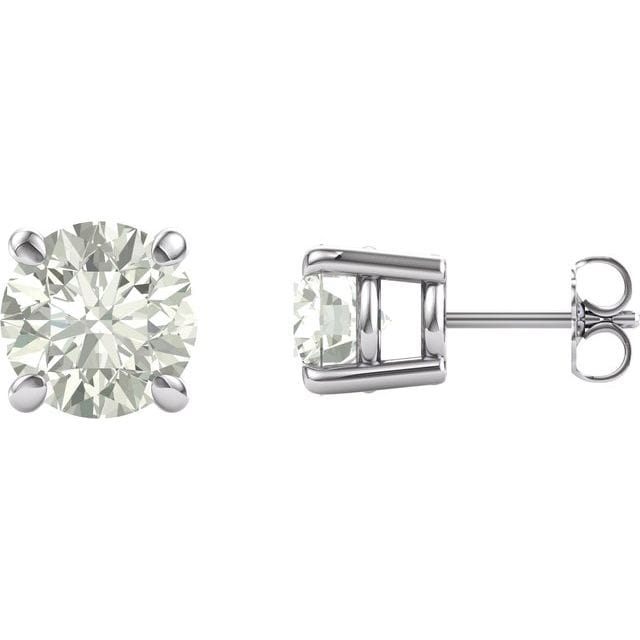 saveongems Jewelry 6.5mm / 14K White 14K Round Forever One Moissanite Earrings