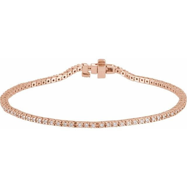 saveongems 1.3 mm :: 7/8 CTW / I1 G-H / 14K Rose 14K Natural Diamond Line 7 1/4" Bracelet