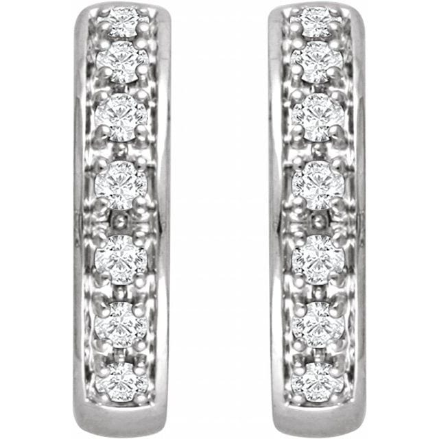 saveongems 14K Natural Diamond Accented Huggie Hoop Earrings