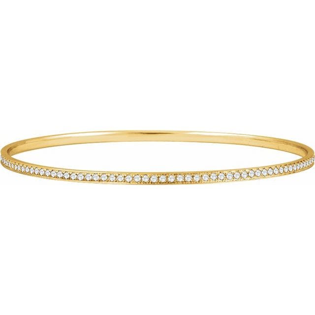 saveongems Jewelry 1.3mm::1 1/2 CTW / I2 H+ / 14K Yellow 14K 1 1/2 CTW Natural Diamond 7" Bangle Bracelet