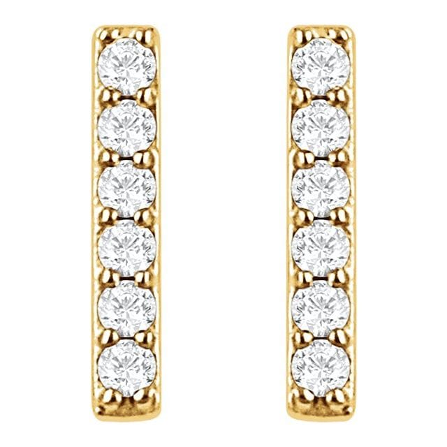 saveongems Diamond Bar Earrings 1/10 Carat Total Weight