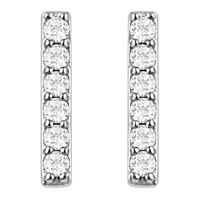 saveongems Diamond Bar Earrings 1/10 Carat Total Weight
