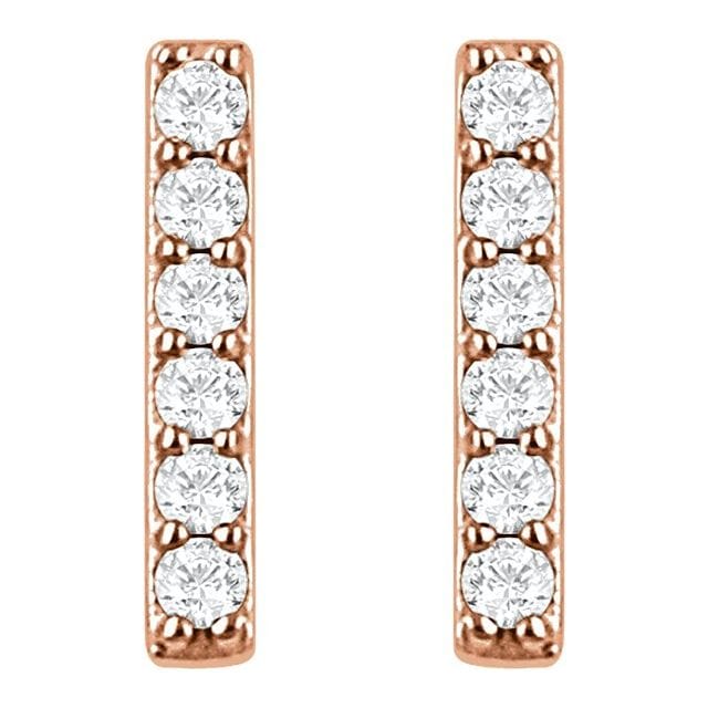 saveongems Diamond Bar Earrings 1/10 Carat Total Weight