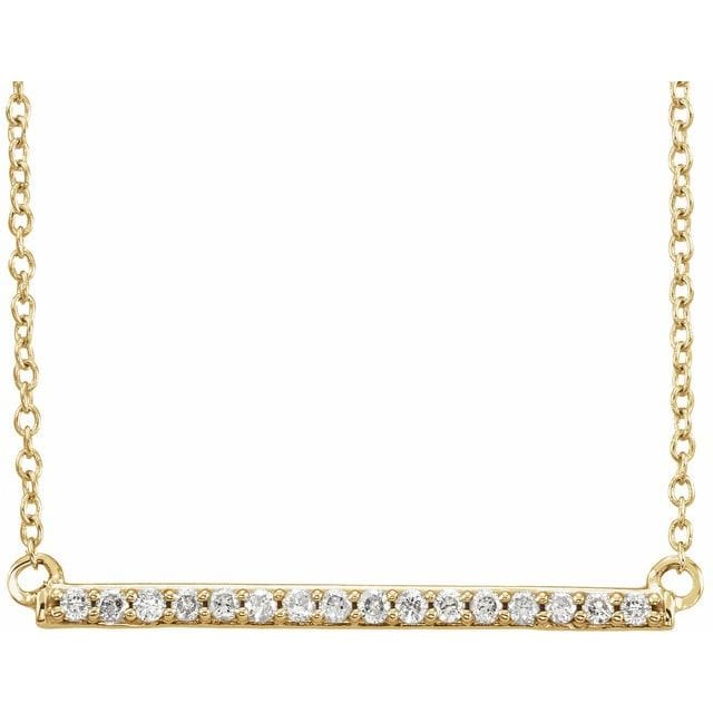saveongems Jewelry 1/6 ctw (1.3mm) / 16-18 Inch / 14K Yellow Natural Black Diamond Bar Necklace 16-18"
