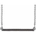 saveongems Jewelry 1/6 ctw (1.3mm) / 16-18 Inch / 14K White Natural Black Diamond Bar Necklace 16-18