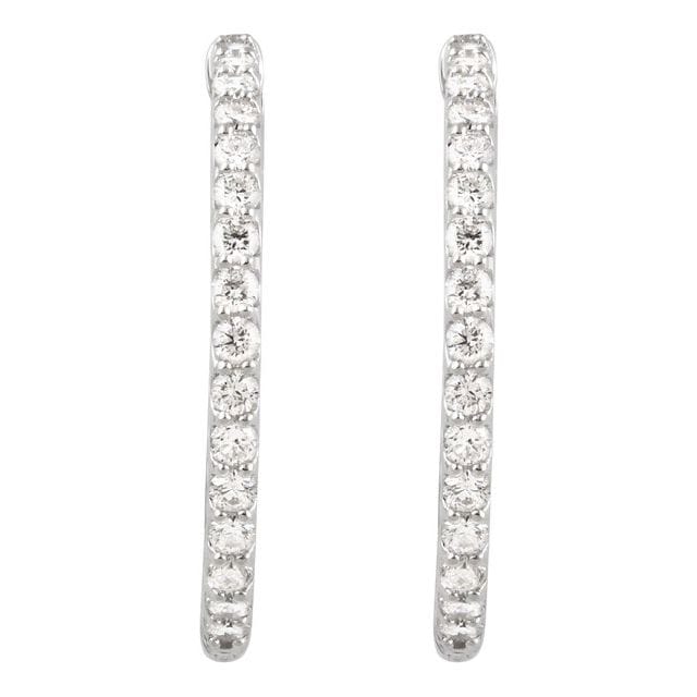 saveongems 14K Natural Diamond Inside-Outside Hinged Hoop Earrings Sizes1/4-6 1/4 CTW