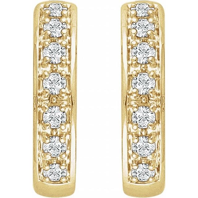saveongems 14K Natural Diamond Accented Huggie Hoop Earrings