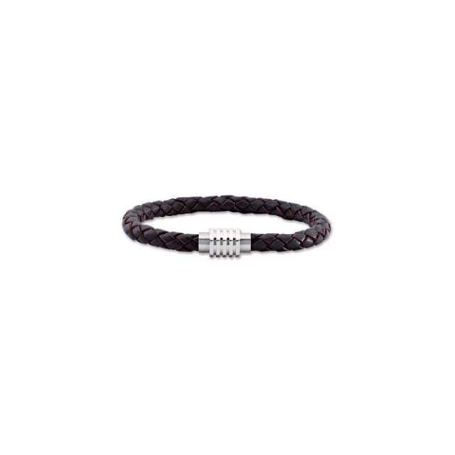 saveongems Jewelry 8 1/2 Inch Leather Bracelet with Stainless steel Magnetic Clasp