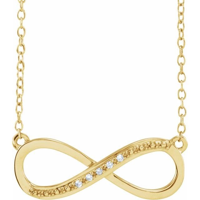 saveongems 1mm:: .025 CTW / I1 H+ / 14K Gold 14K Natural Diamond Infinity-Inspired Necklace