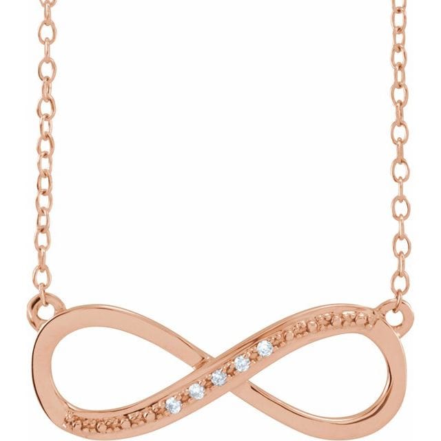saveongems 1mm:: .025 CTW / I1 H+ / 14K Rose 14K Natural Diamond Infinity-Inspired Necklace
