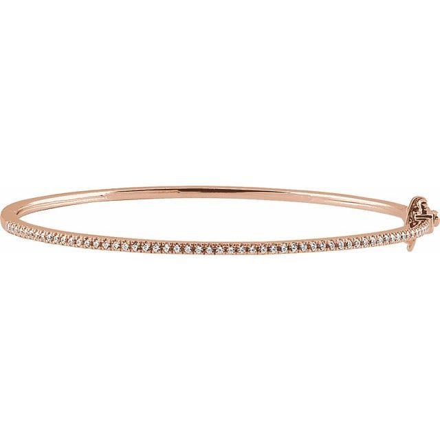 saveongems 1.3 mm:: 1/2 CTW / I1 H+ / 14K Rose 14K Natural Diamond Pavé 7" Bangle Bracelet