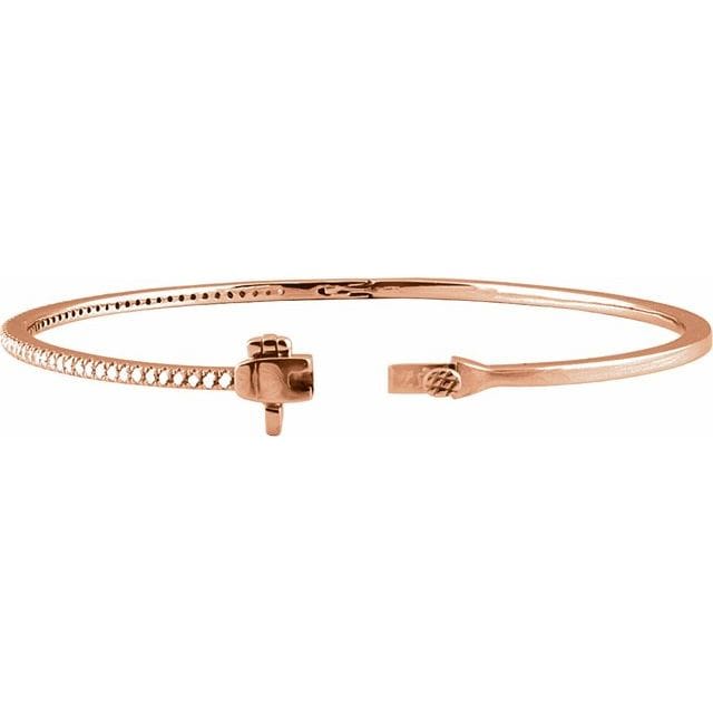 saveongems 14K Natural Diamond Pavé 7" Bangle Bracelet