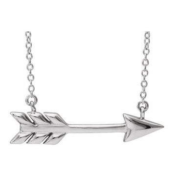 saveongems Jewelry 16-18 Inch / 14K White Arrow Necklace
