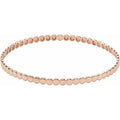 saveongems Jewelry 7 3/4 Inch / 14K Rose Beaded Bangle Bracelet 7 3/4